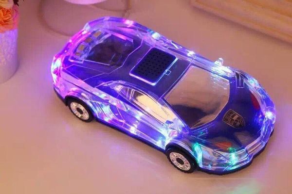 colorful crystal led light mll-63 mini car shape portable wieless speaker amplifier loudspeaker support tf fm mp3music player